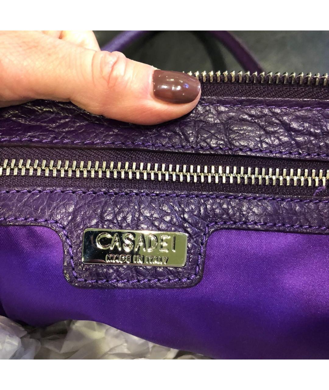 CASADEI Фиолетовая кожаная сумка с короткими ручками, фото 4