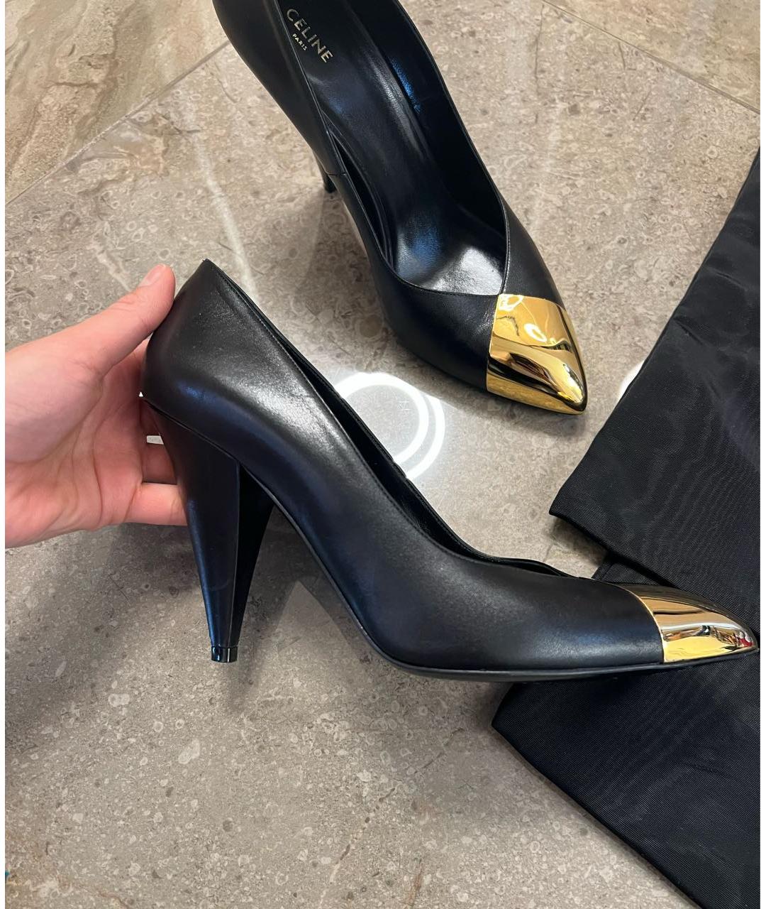 CELINE Черные кожаные туфли, фото 8