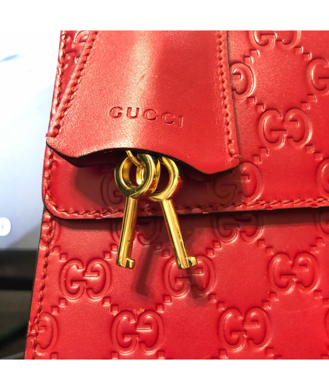 GUCCI Красная кожаная сумка с короткими ручками, фото 5