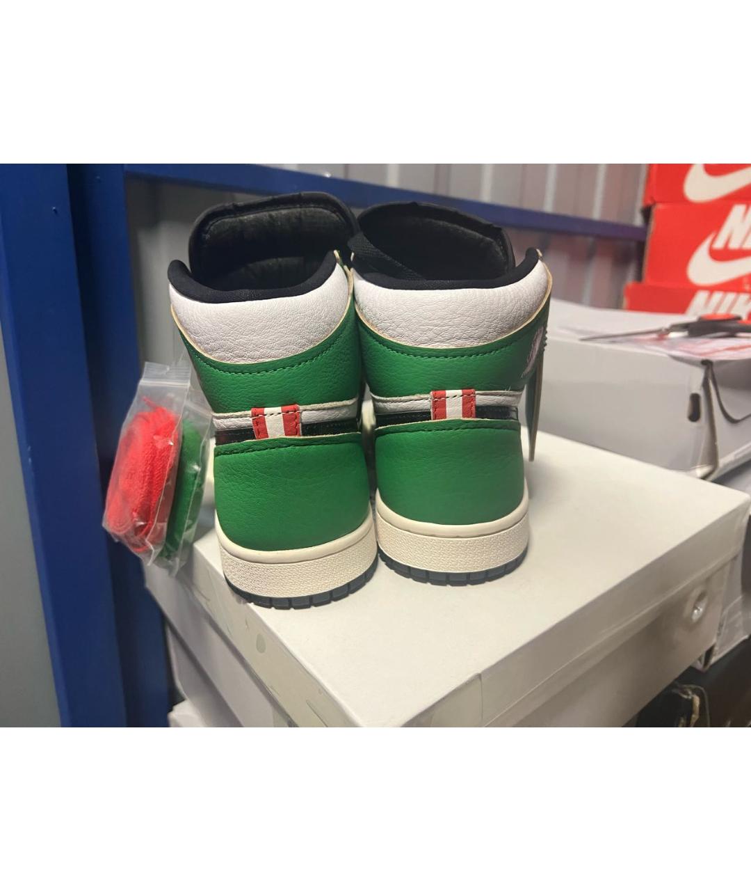 JORDAN Зеленые кожаные кроссовки, фото 3