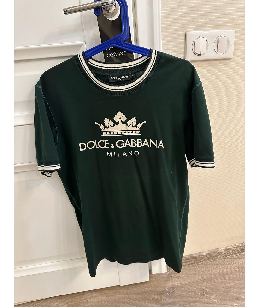 DOLCE&GABBANA Зеленая хлопковая футболка, фото 4