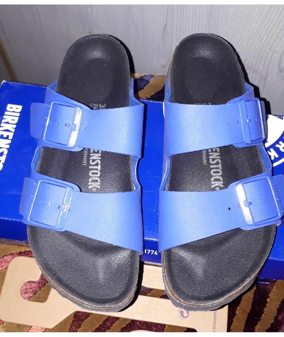 BIRKENSTOCK Синие сандалии из искусственной кожи, фото 2