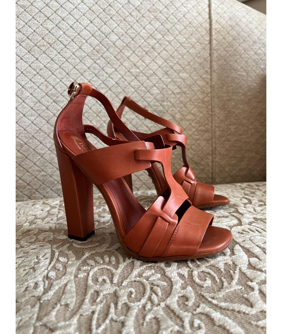 TOD'S Коричневые кожаные босоножки, фото 9