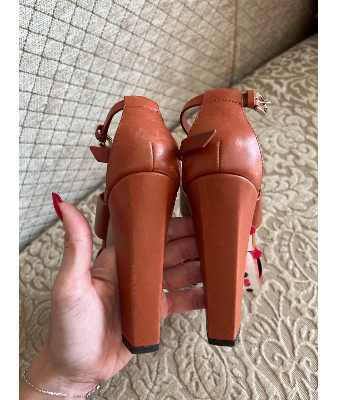 TOD'S Коричневые кожаные босоножки, фото 4