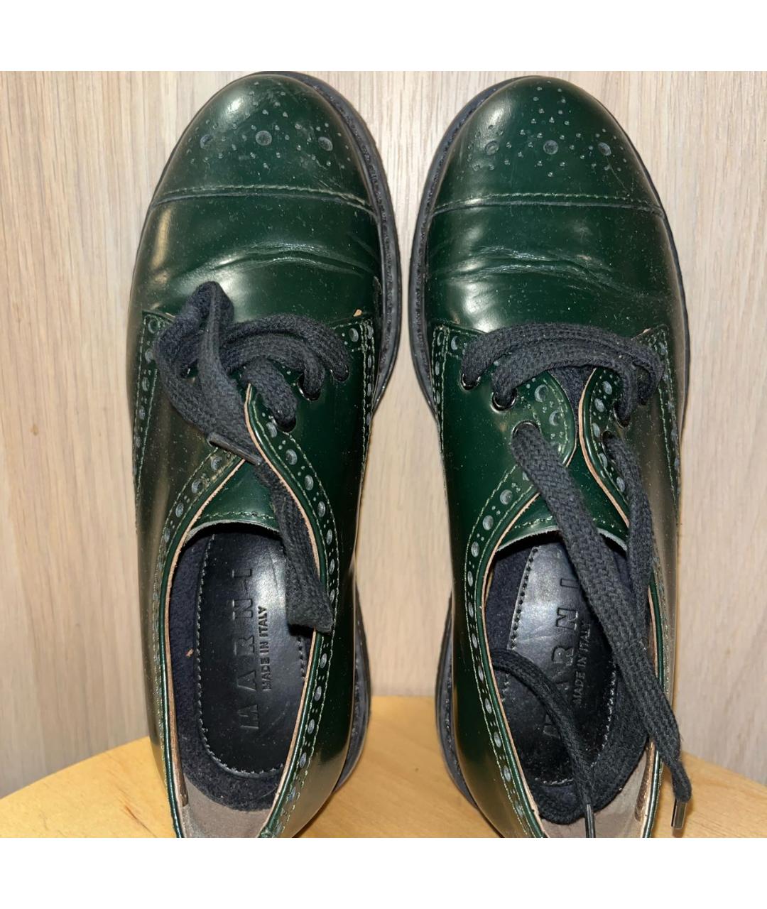 MARNI Зеленые кожаные ботинки, фото 2