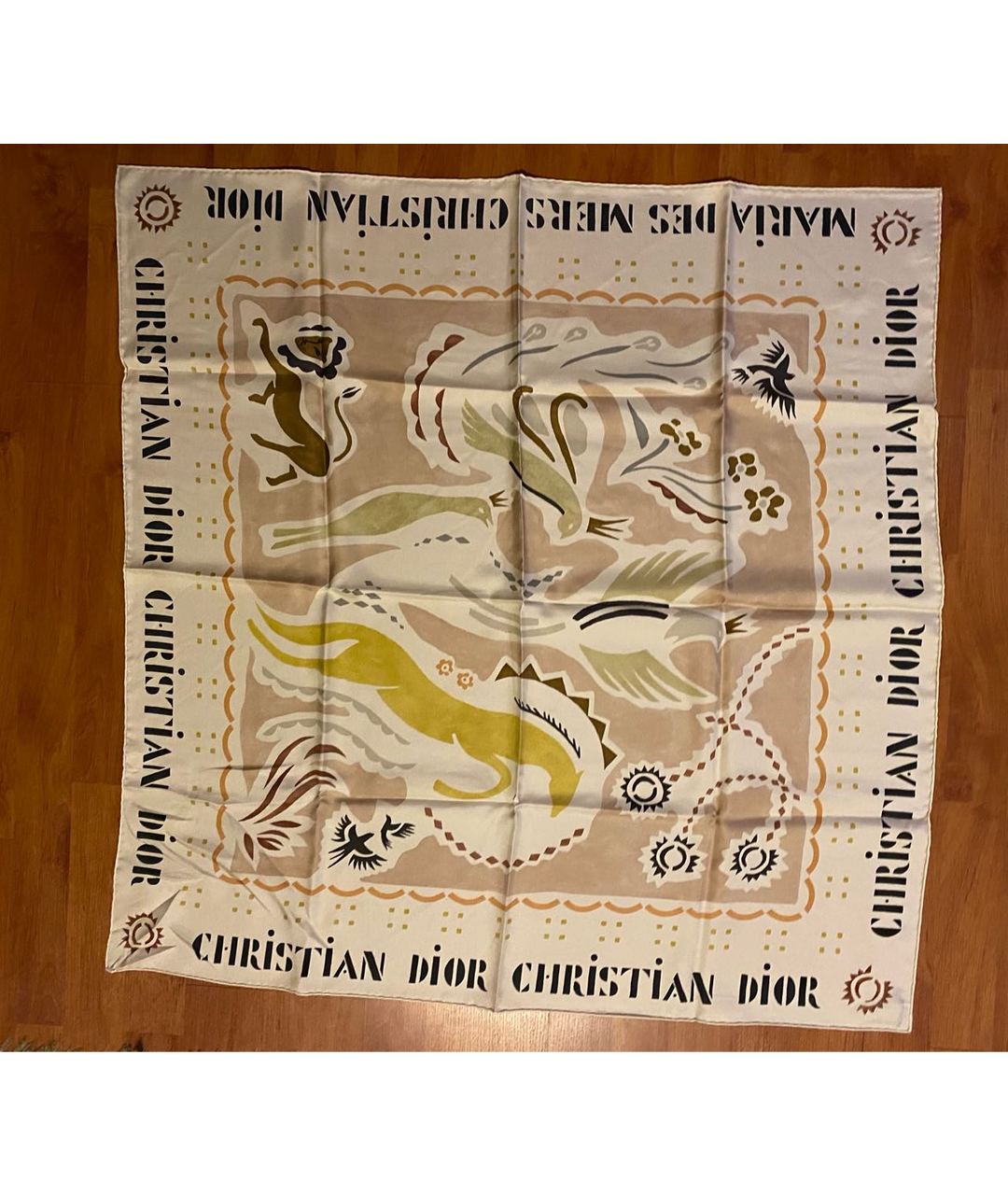 CHRISTIAN DIOR PRE-OWNED Бежевый шелковый шарф, фото 7