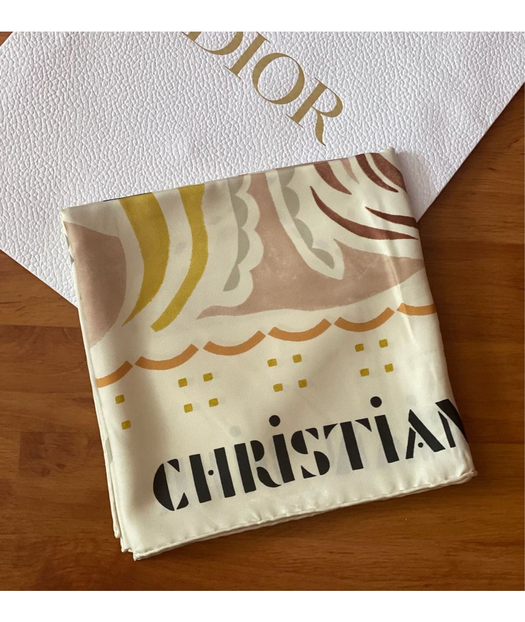 CHRISTIAN DIOR PRE-OWNED Бежевый шелковый шарф, фото 2