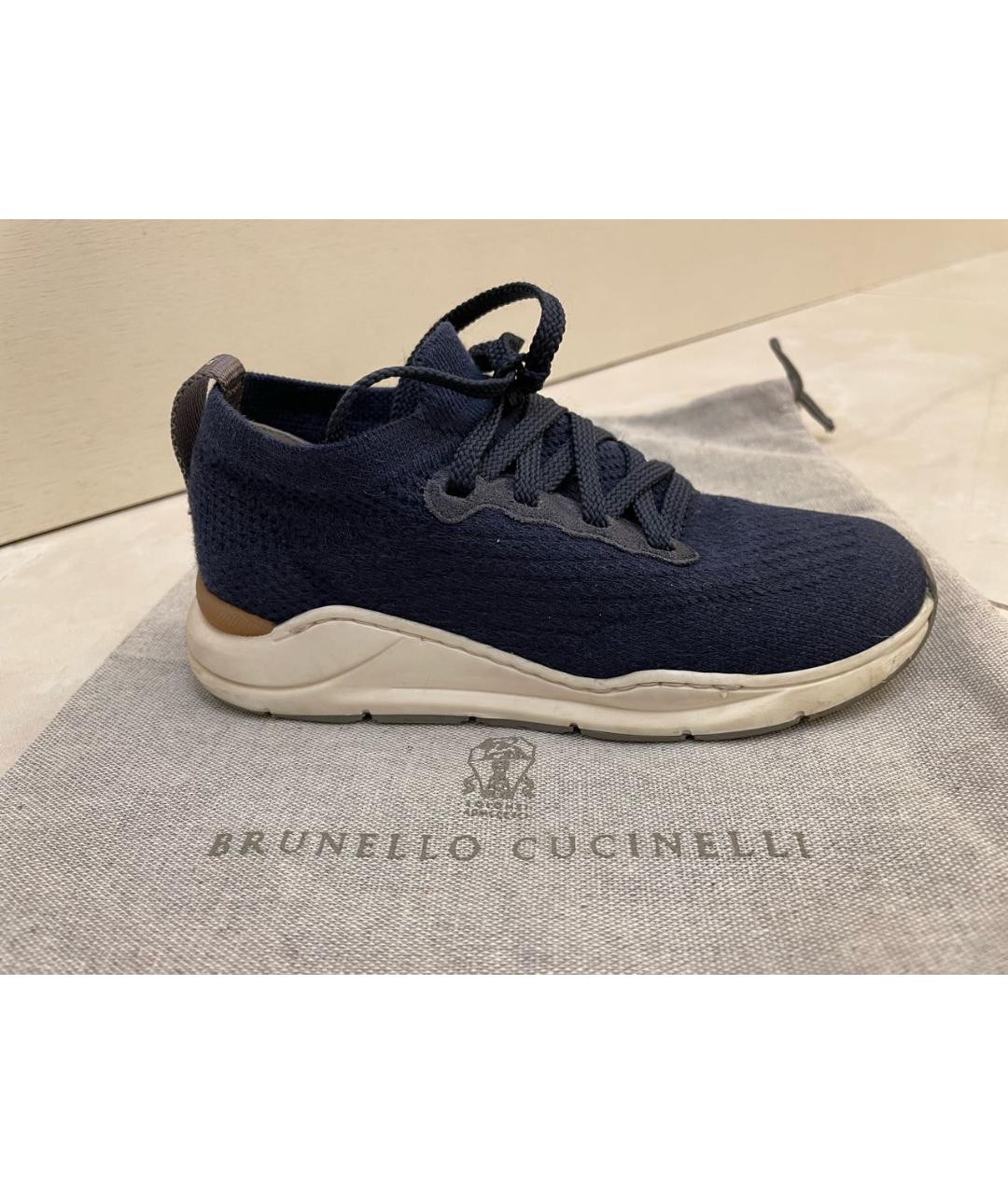 BRUNELLO CUCINELLI Темно-синие текстильные кеды, фото 4