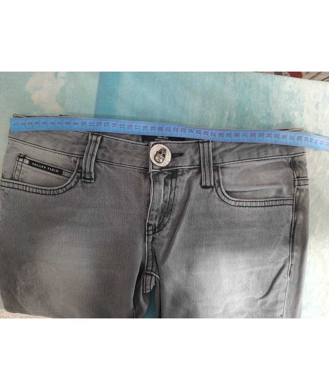 PHILIPP PLEIN Серые хлопко-эластановые прямые джинсы, фото 5