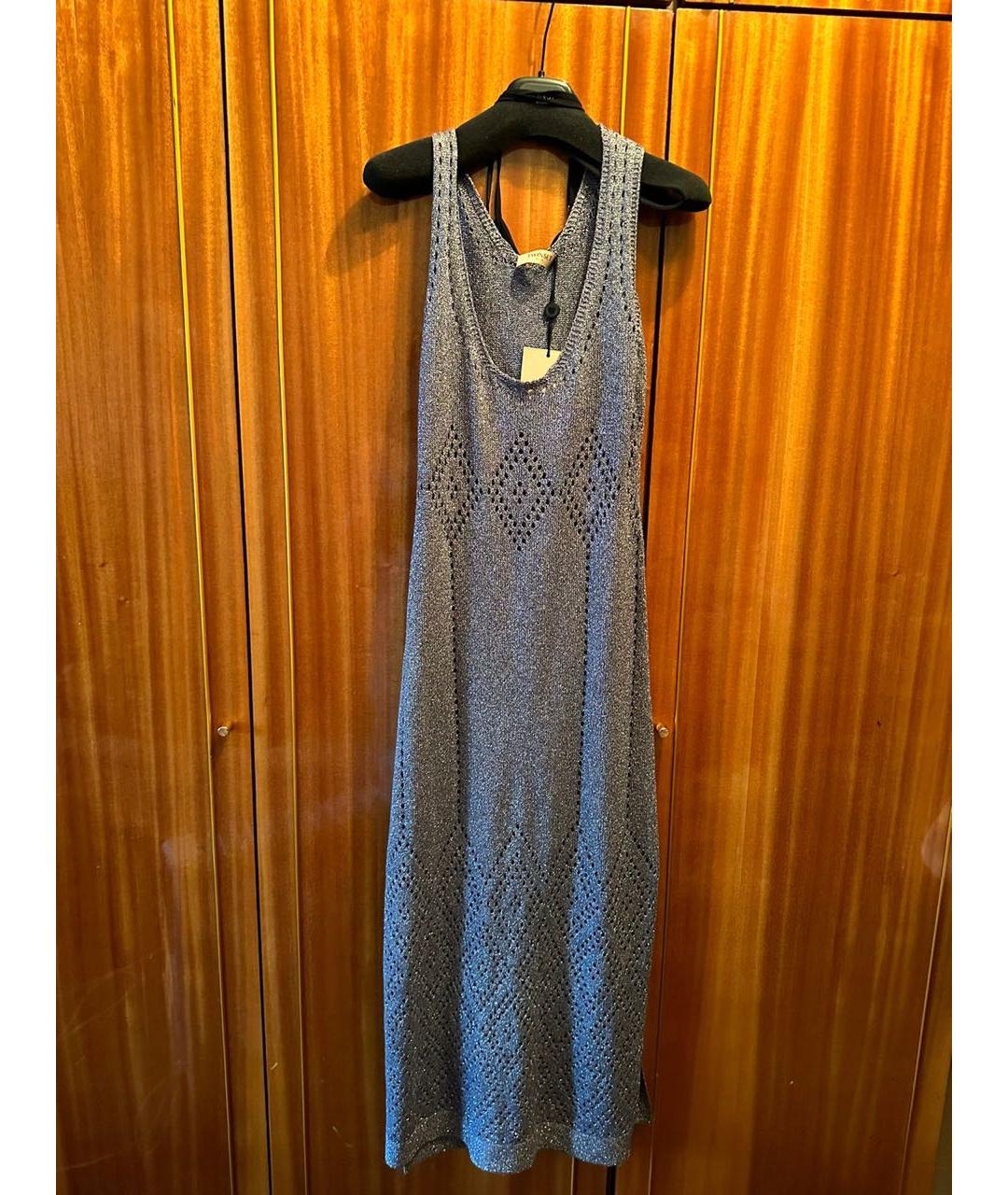 TWIN-SET Серебряное деним повседневное платье, фото 4