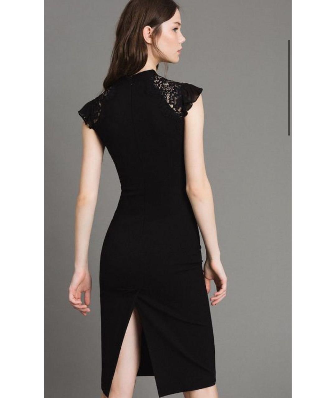 TWIN-SET Черное вискозное платье, фото 2