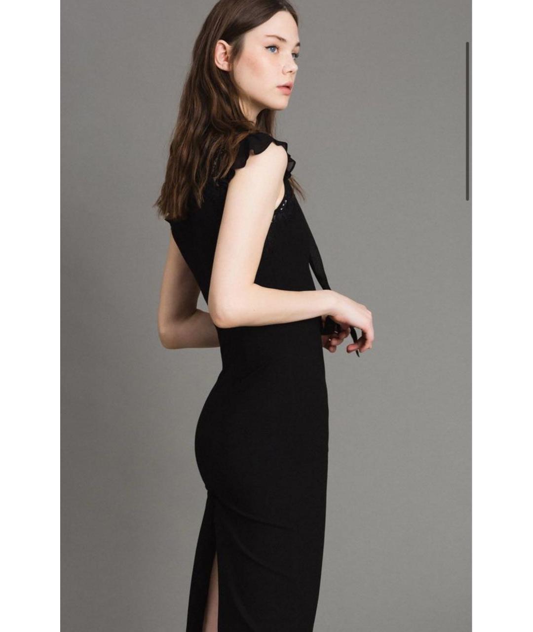 TWIN-SET Черное вискозное платье, фото 5