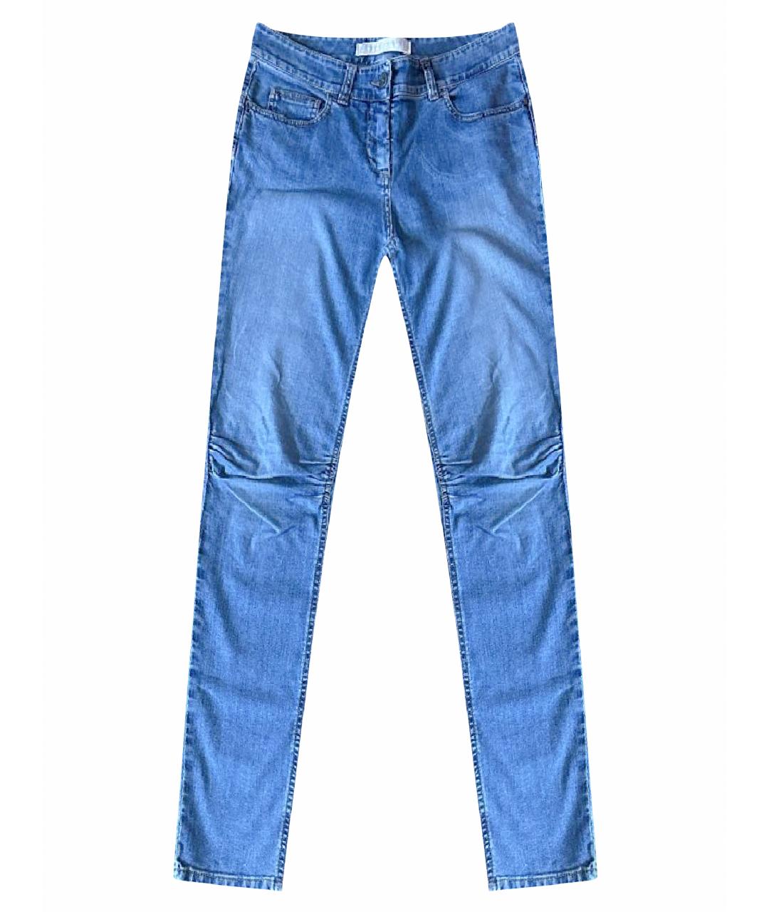 ERMANNO SCERVINO Голубые хлопко-эластановые джинсы слим, фото 1