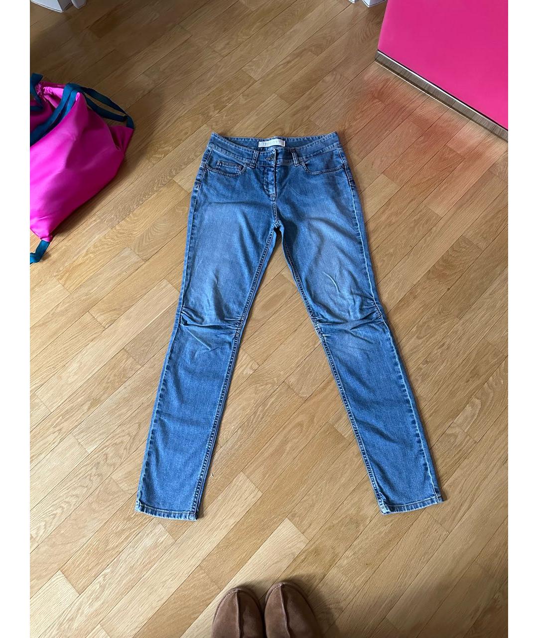 ERMANNO SCERVINO Голубые хлопко-эластановые джинсы слим, фото 7