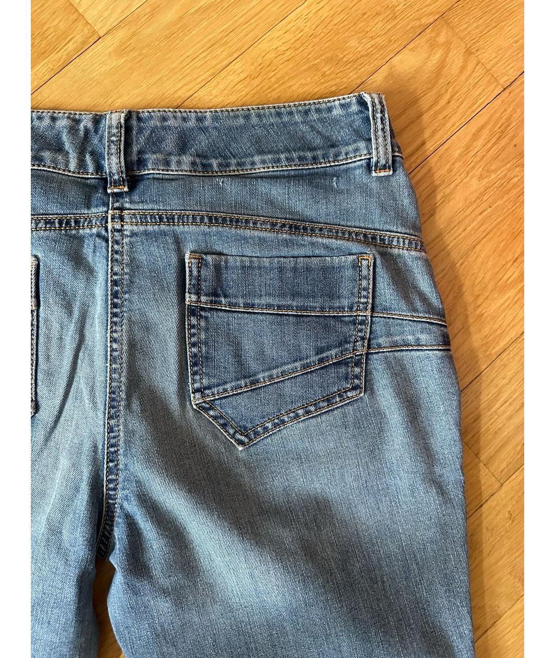 ERMANNO SCERVINO Голубые хлопко-эластановые джинсы слим, фото 4