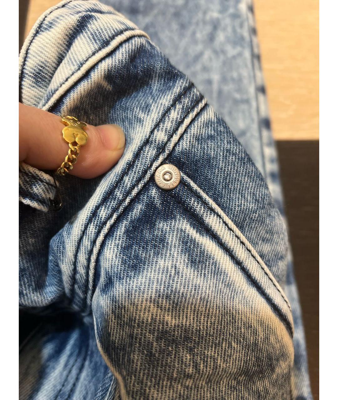 CHIARA FERRAGNI Голубые хлопковые прямые джинсы, фото 6