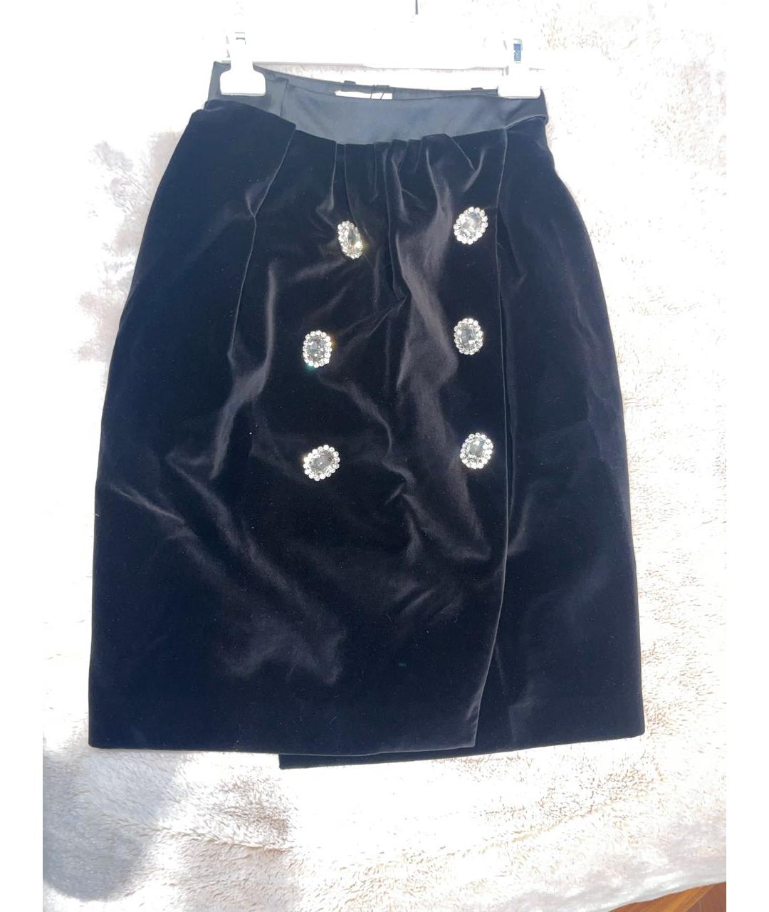 PACO RABANNE Черная бархатная юбка миди, фото 5