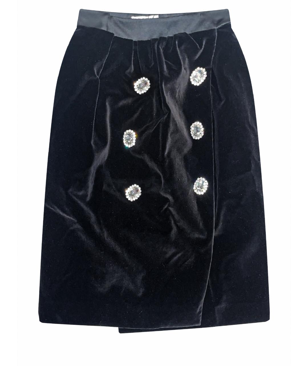 PACO RABANNE Черная бархатная юбка миди, фото 1