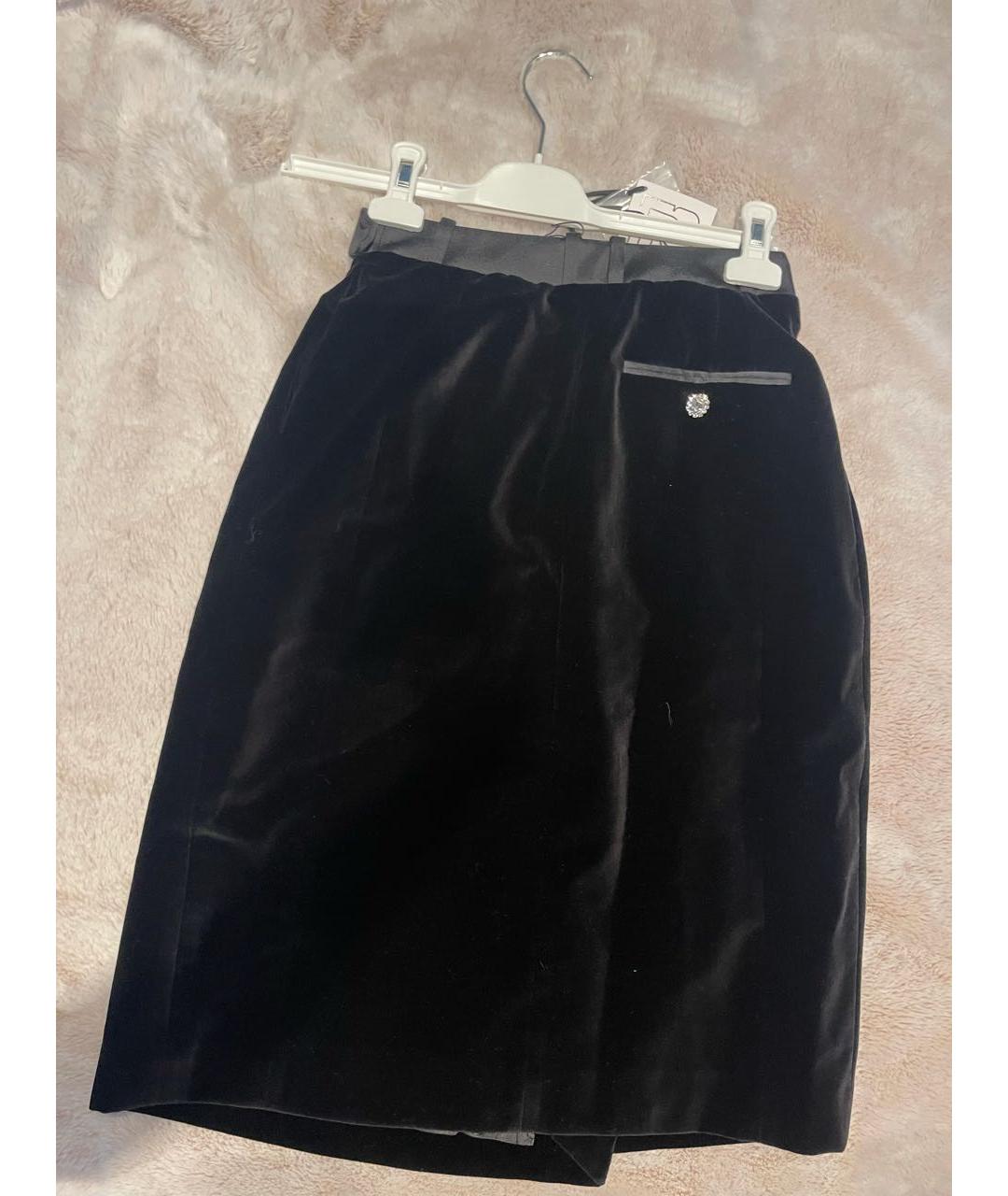 PACO RABANNE Черная бархатная юбка миди, фото 2