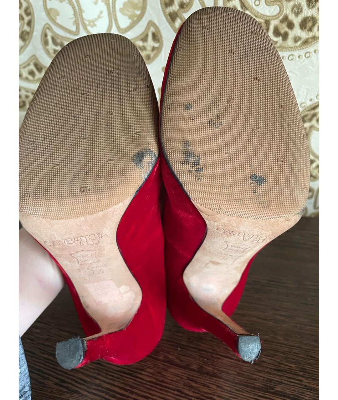 GIAMBATTISTA VALLI Красные бархатные туфли, фото 3