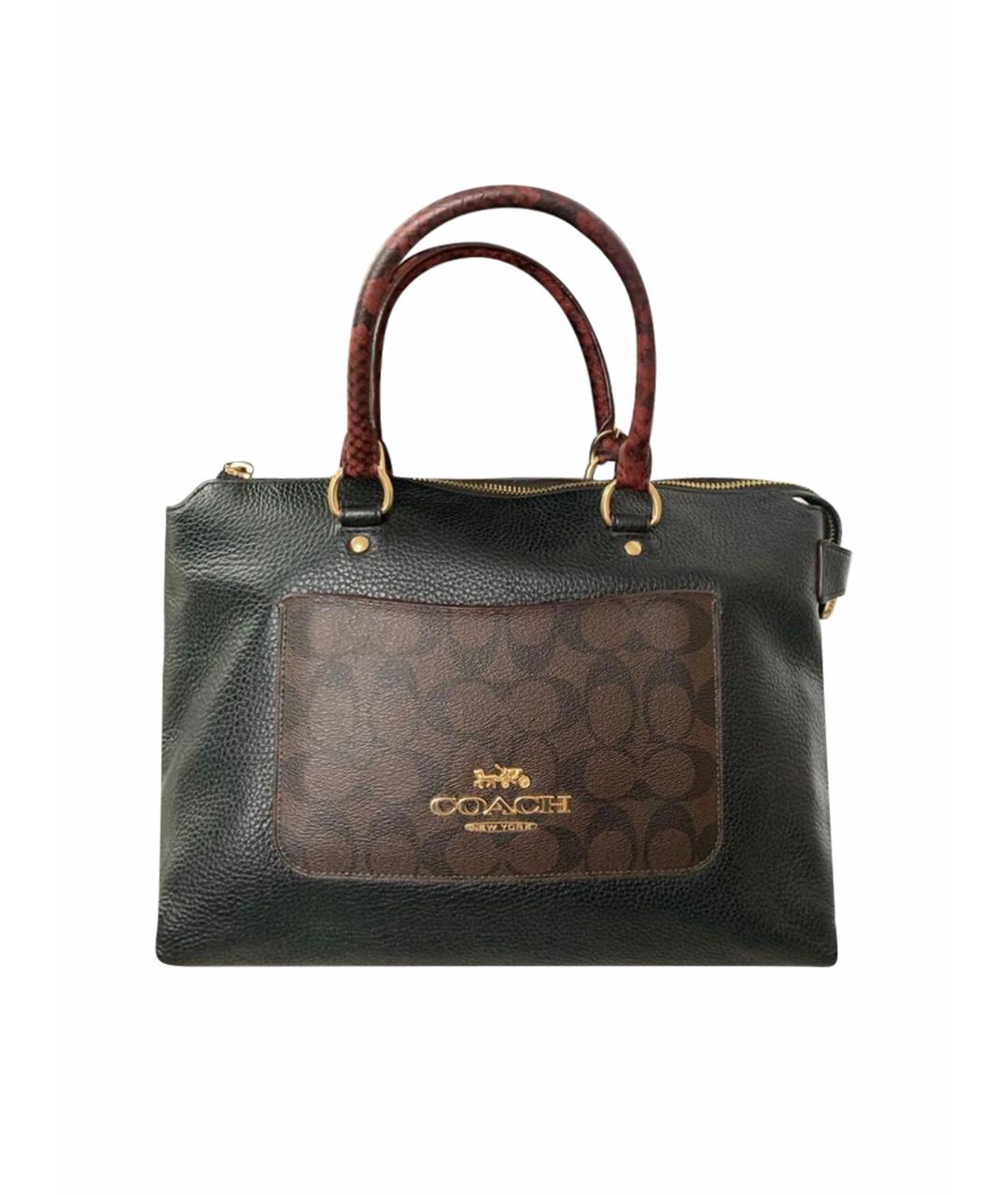 COACH Черная кожаная сумка с короткими ручками, фото 1