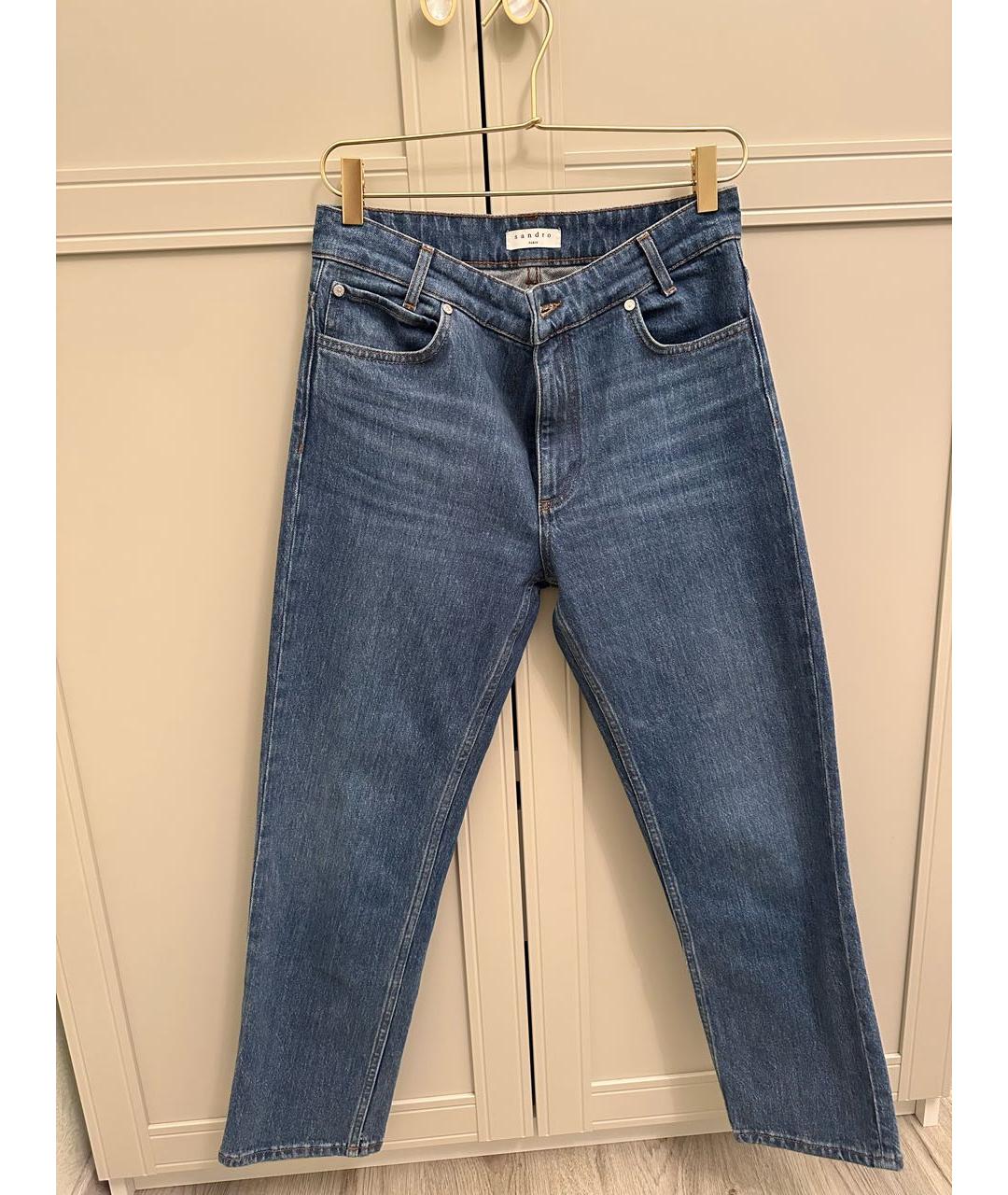 SANDRO Синие хлопко-полиэстеровые джинсы слим, фото 4