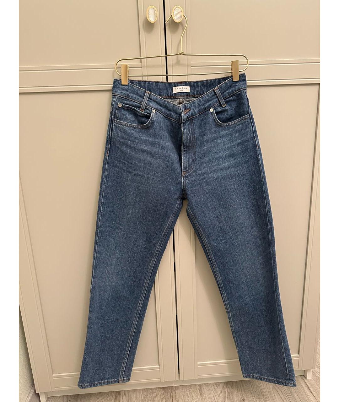 SANDRO Синие хлопко-полиэстеровые джинсы слим, фото 7