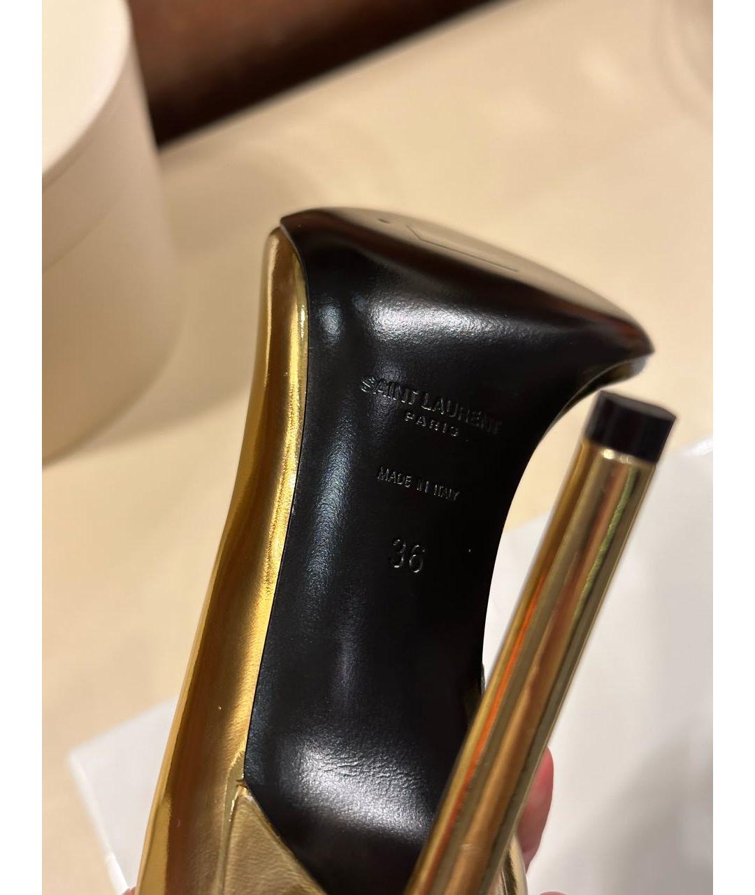 SAINT LAURENT Золотые туфли из лакированной кожи, фото 6