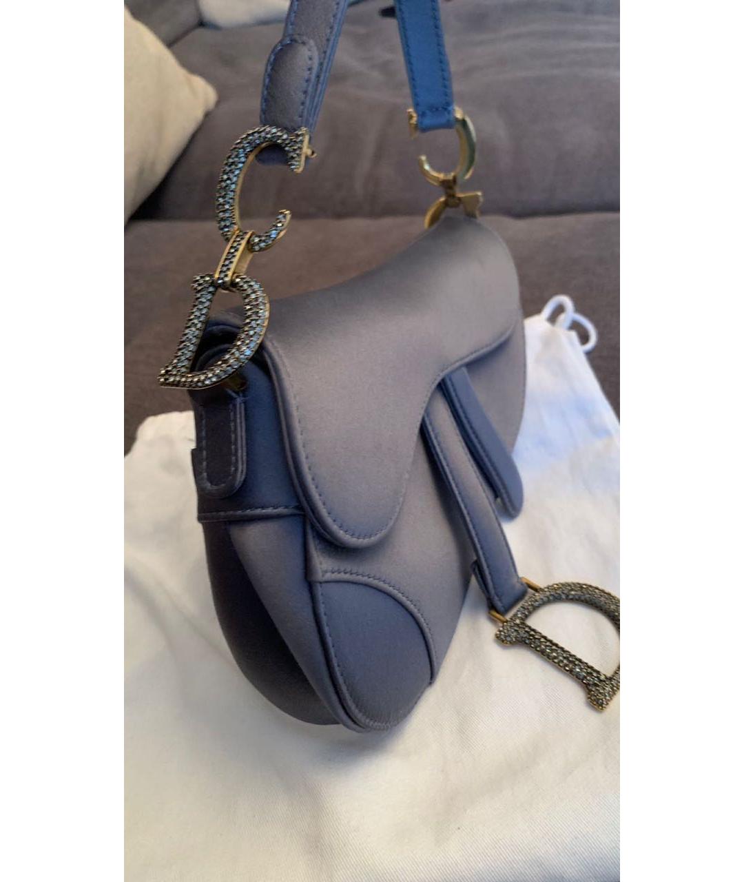 CHRISTIAN DIOR Антрацитовая шелковая сумка с короткими ручками, фото 2