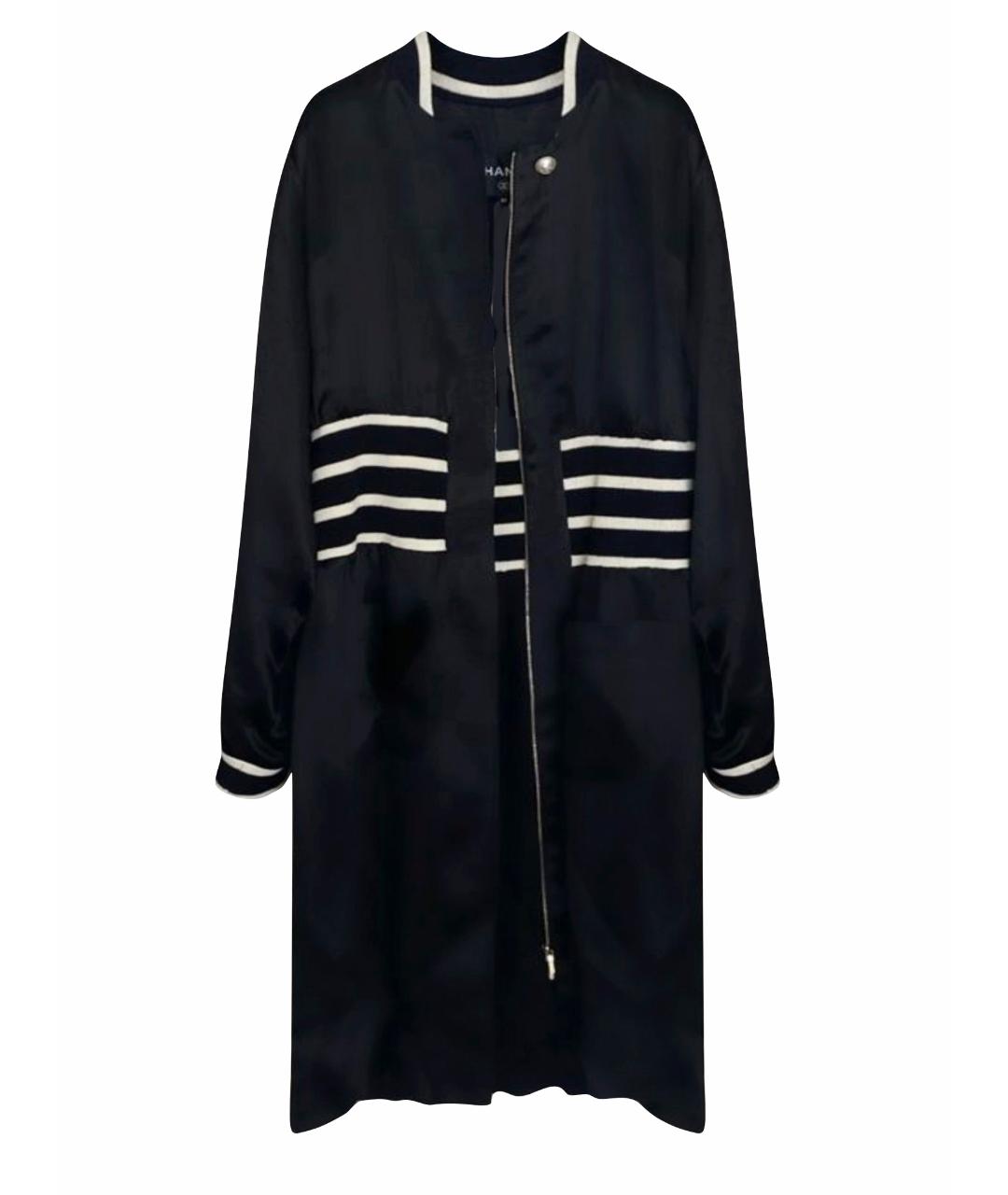 CHANEL PRE-OWNED Черное шелковое пальто, фото 1