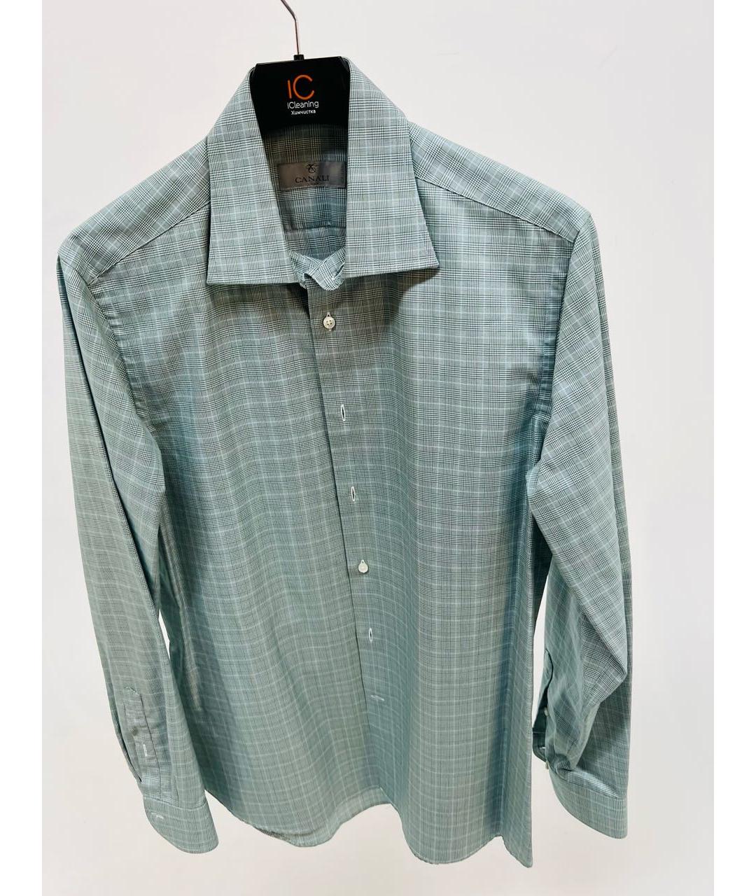 CANALI Зеленая хлопковая классическая рубашка, фото 6