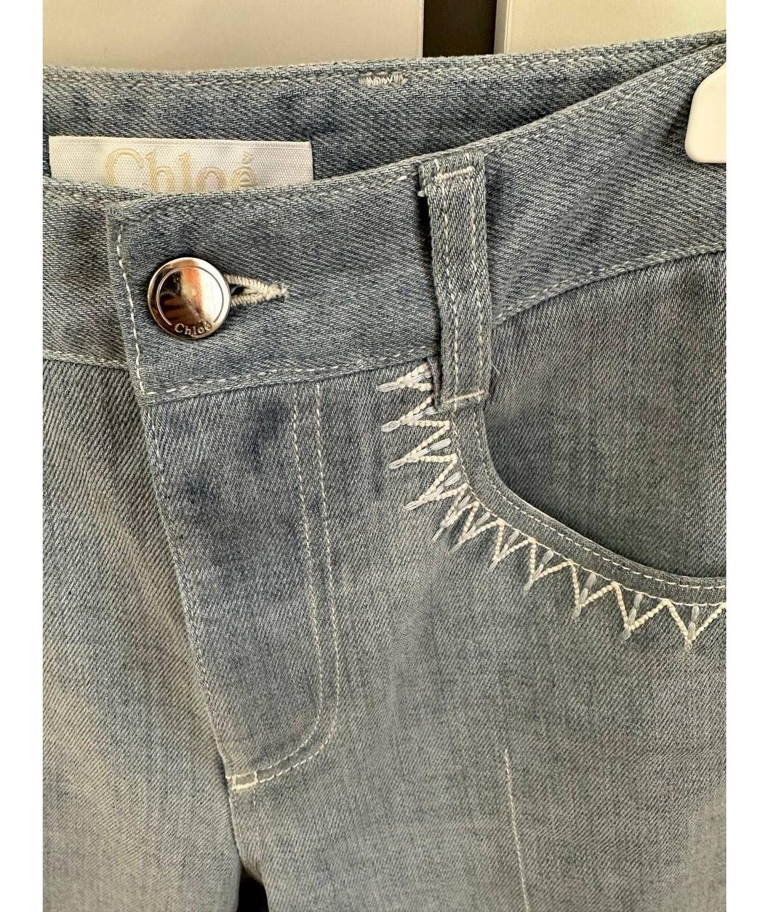 CHLOE Голубые хлопко-полиэстеровые джинсы клеш, фото 3