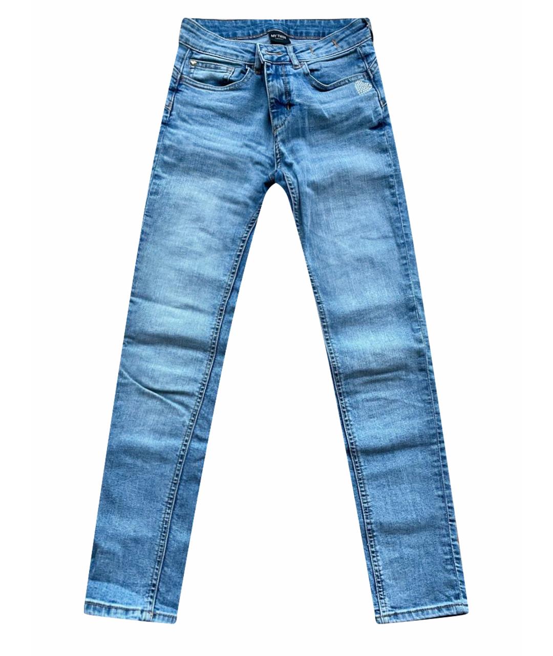 TWIN-SET Голубые хлопковые джинсы слим, фото 1