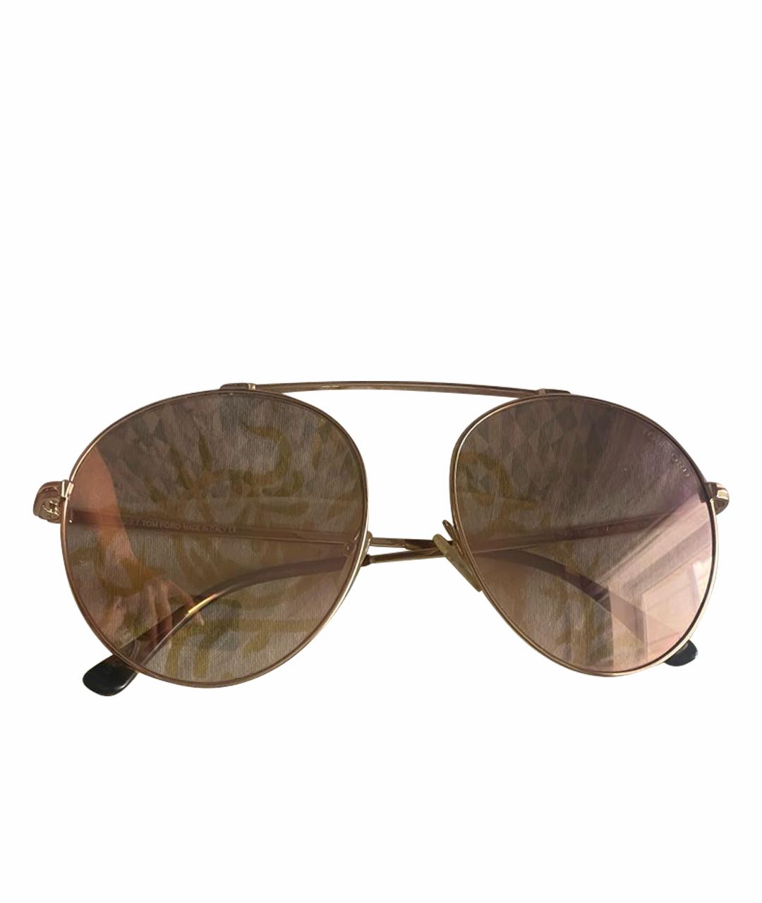 TOM FORD Золотые металлические солнцезащитные очки, фото 1