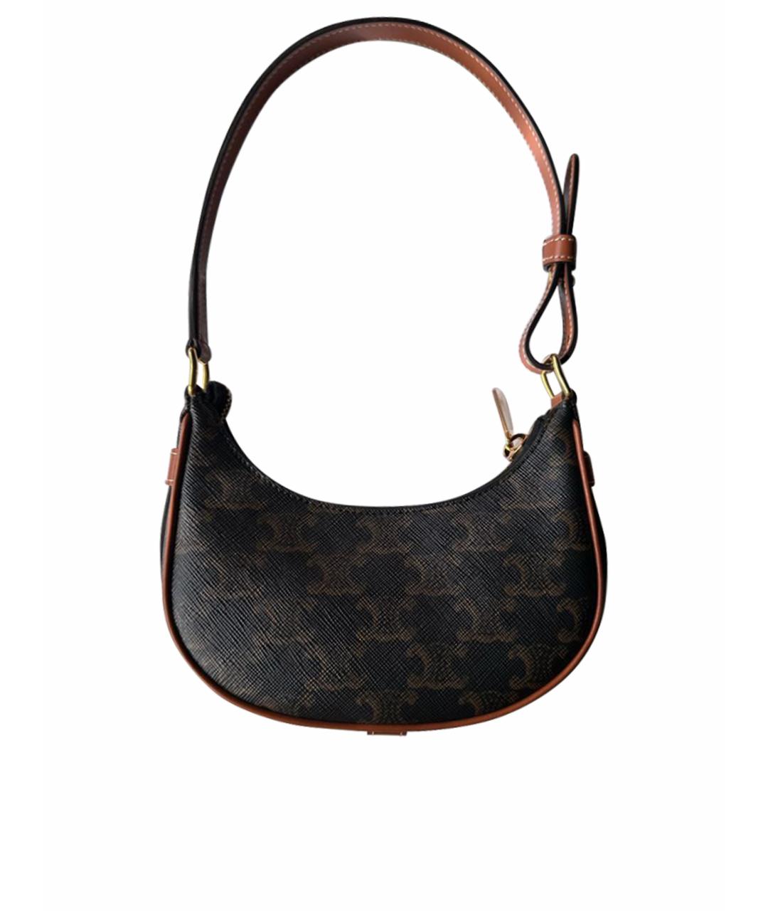 CELINE Коричневая кожаная сумка с короткими ручками, фото 1