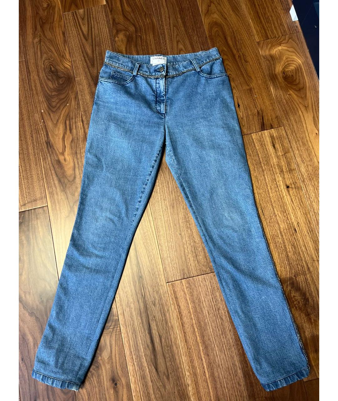 CHANEL Синие хлопко-эластановые прямые джинсы, фото 9