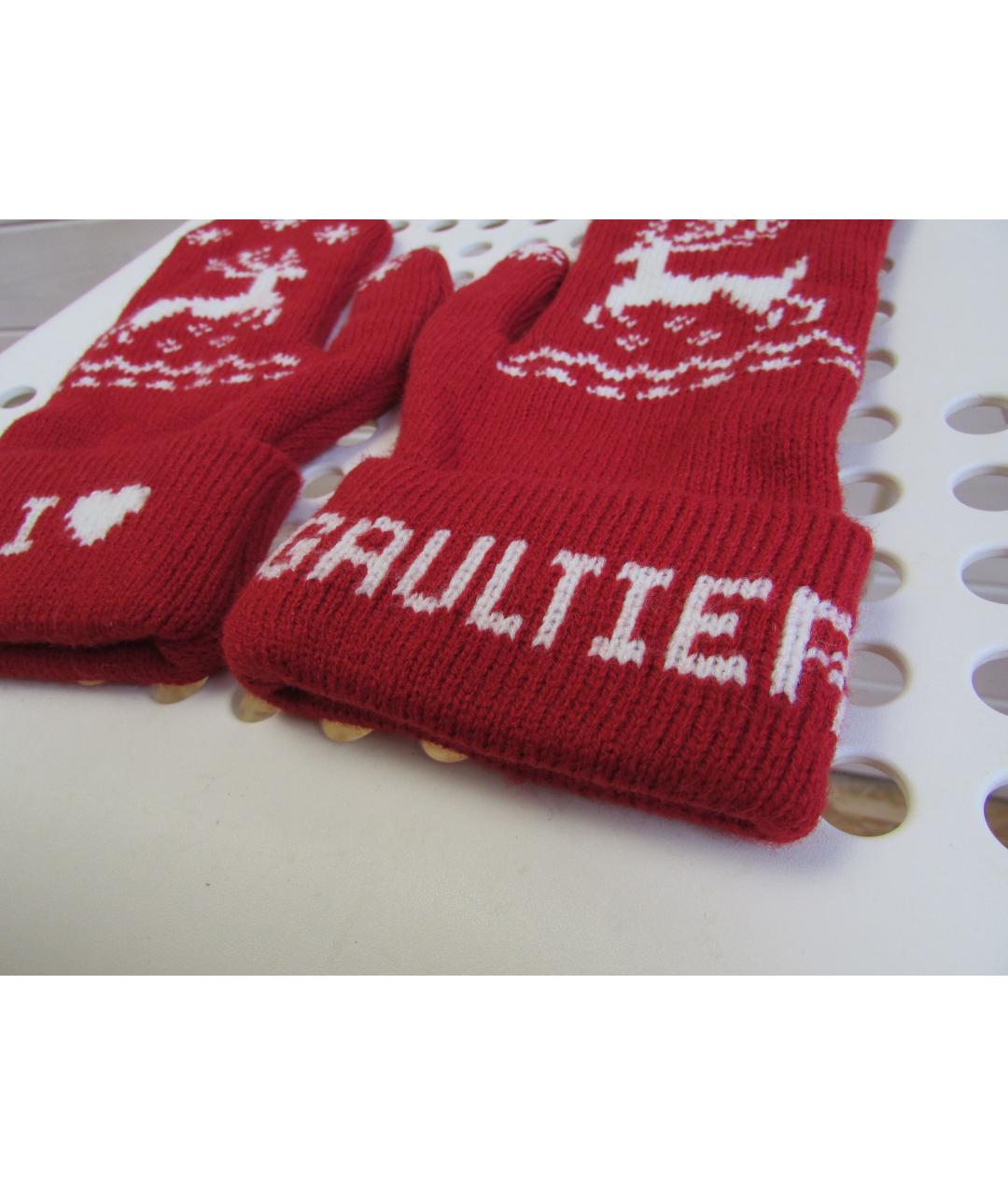 JEAN PAUL GAULTIER Красные синтетические перчатки, фото 2