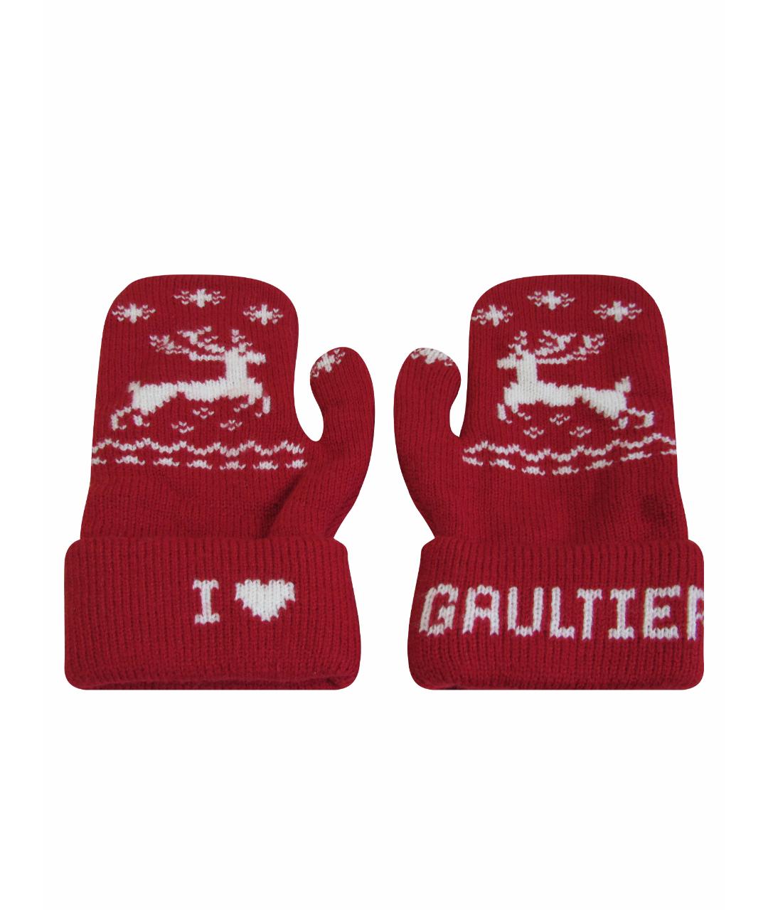 JEAN PAUL GAULTIER Красные синтетические перчатки, фото 1