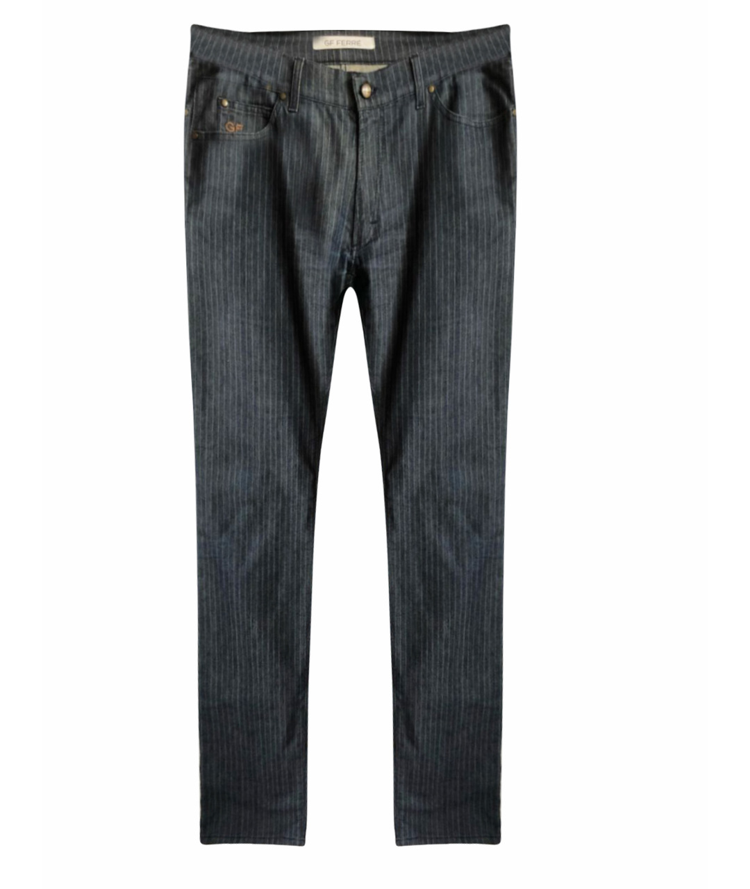 GIANFRANCO FERRE Антрацитовые хлопко-эластановые прямые джинсы, фото 1