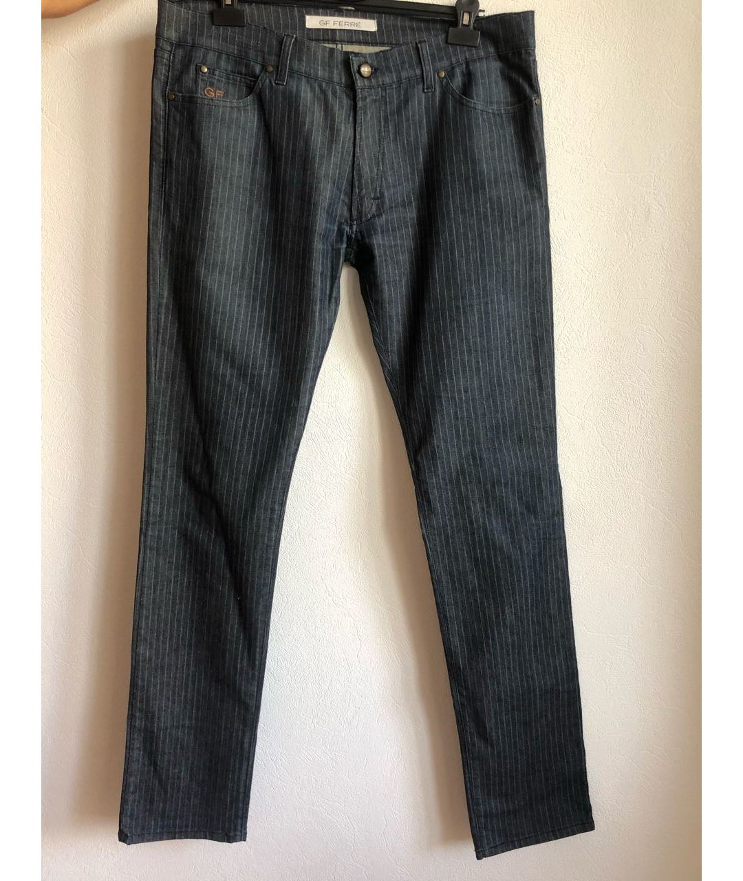 GIANFRANCO FERRE Антрацитовые хлопко-эластановые прямые джинсы, фото 5