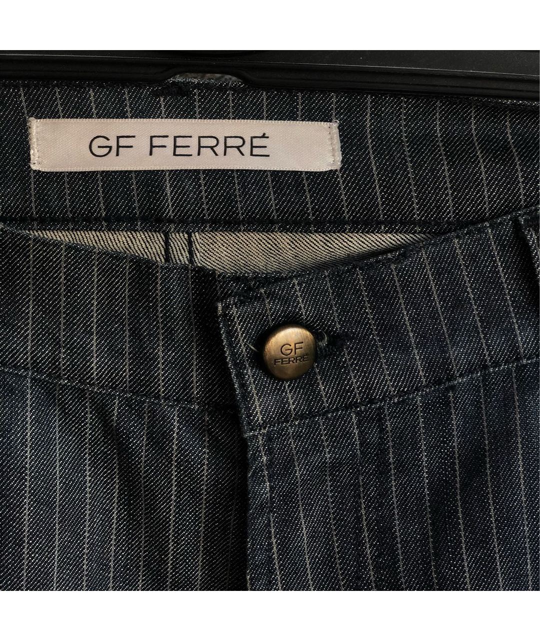 GIANFRANCO FERRE Антрацитовые хлопко-эластановые прямые джинсы, фото 4