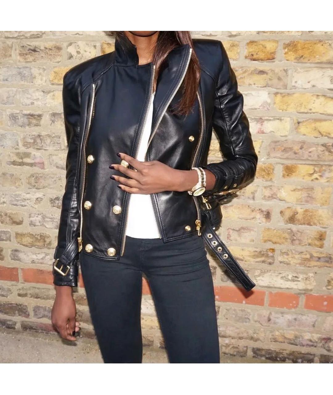 BALMAIN Черная кожаная куртка, фото 2