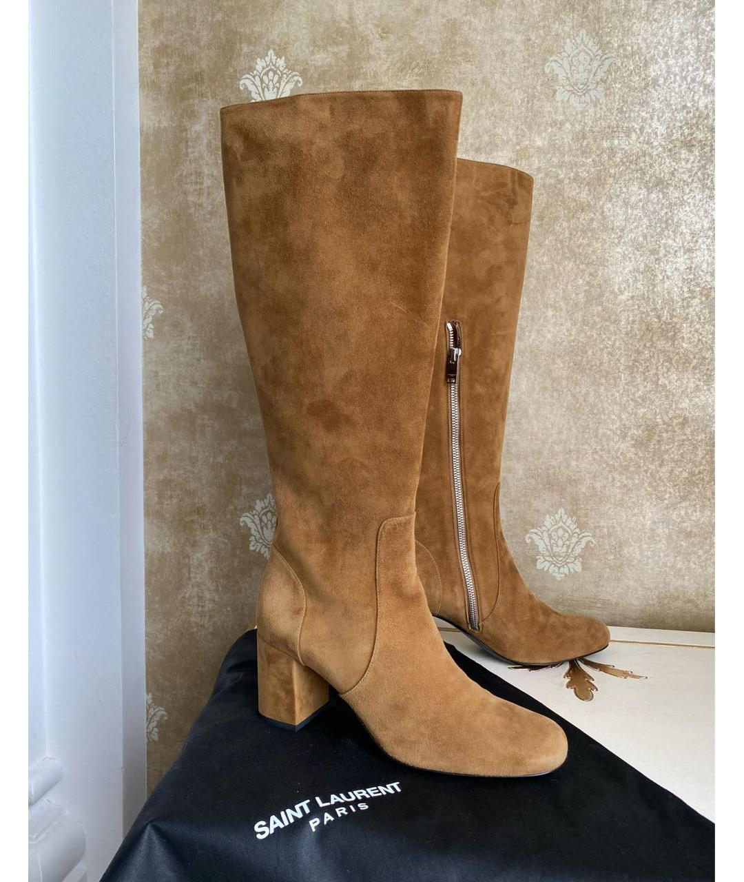 SAINT LAURENT Замшевые сапоги, фото 8