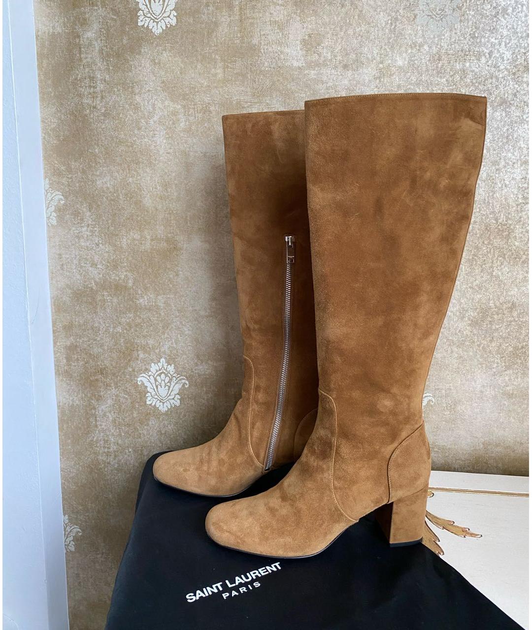 SAINT LAURENT Замшевые сапоги, фото 3