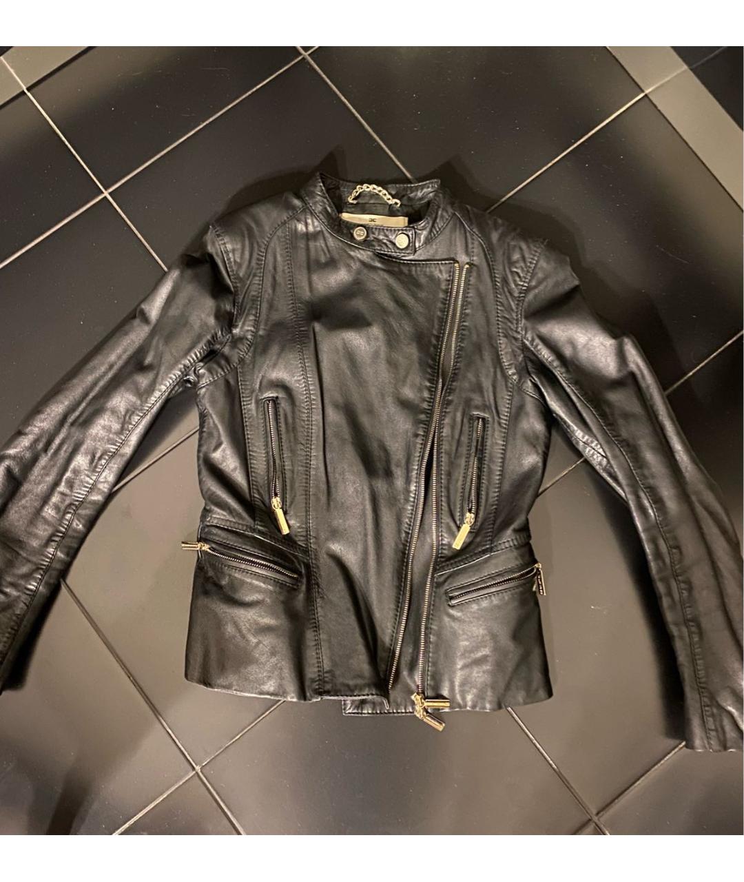 ELISABETTA FRANCHI Черная кожаная куртка, фото 3