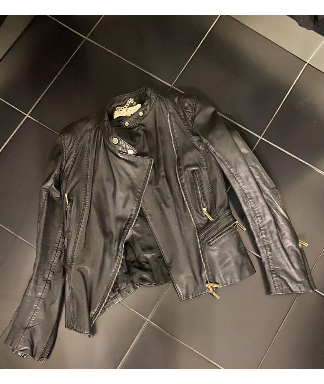 ELISABETTA FRANCHI Черная кожаная куртка, фото 5