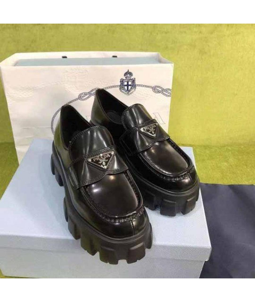PRADA Черные кожаные лоферы, фото 2