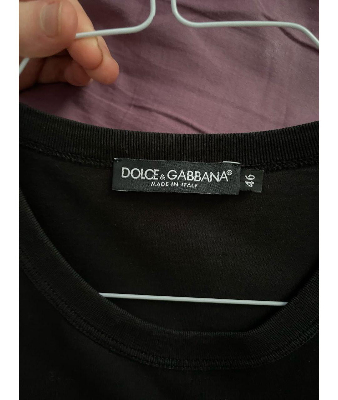 DOLCE&GABBANA Черная хлопковая футболка, фото 3