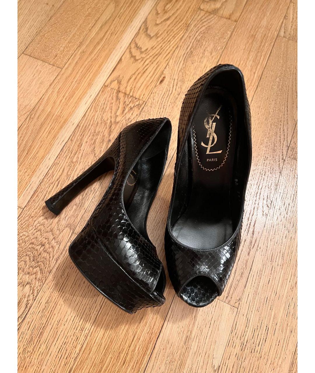 SAINT LAURENT Черные туфли из экзотической кожи, фото 5