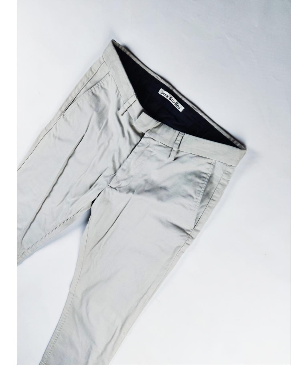 ACNE STUDIOS Бежевые хлопко-эластановые брюки узкие, фото 2